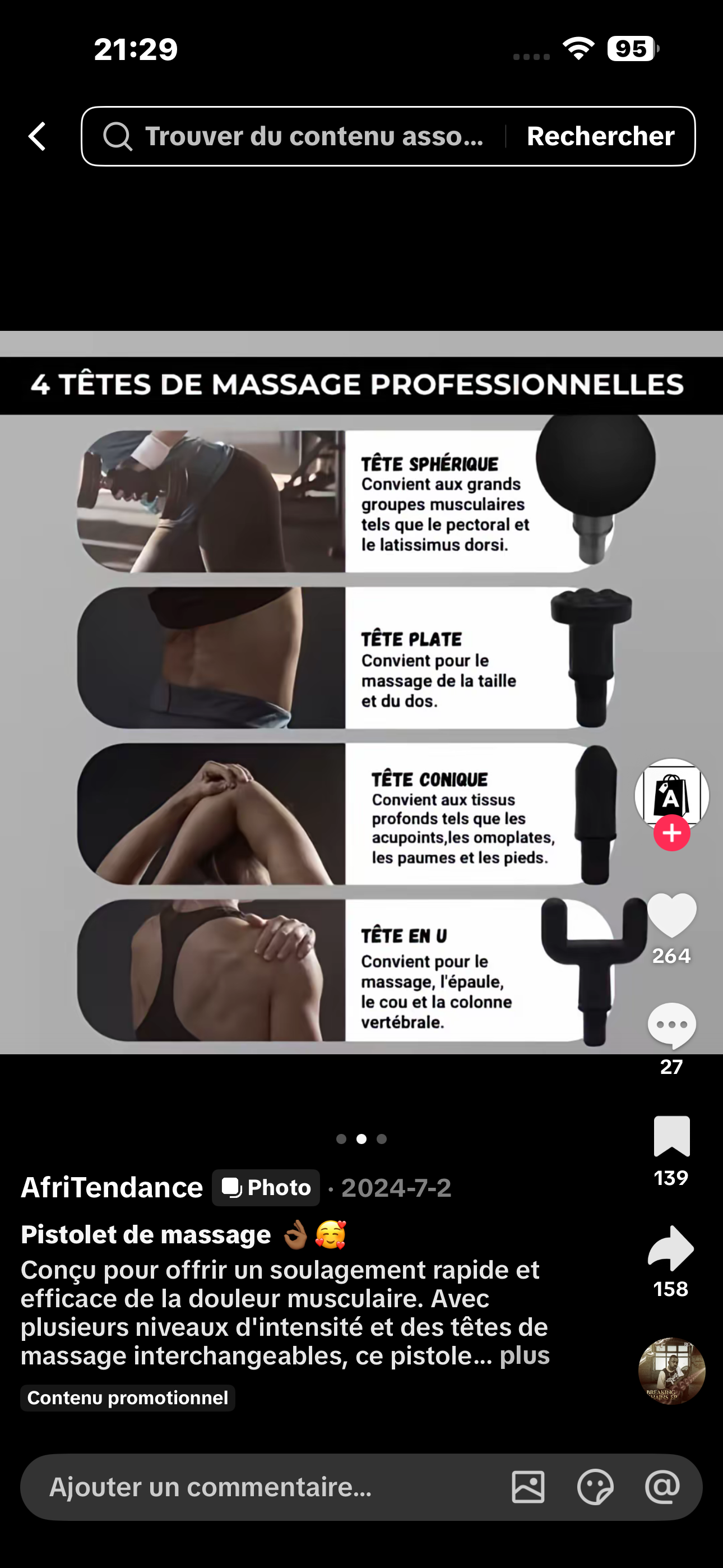 Massage Gun – Pistolet de Massage Musculaire Rechargeable